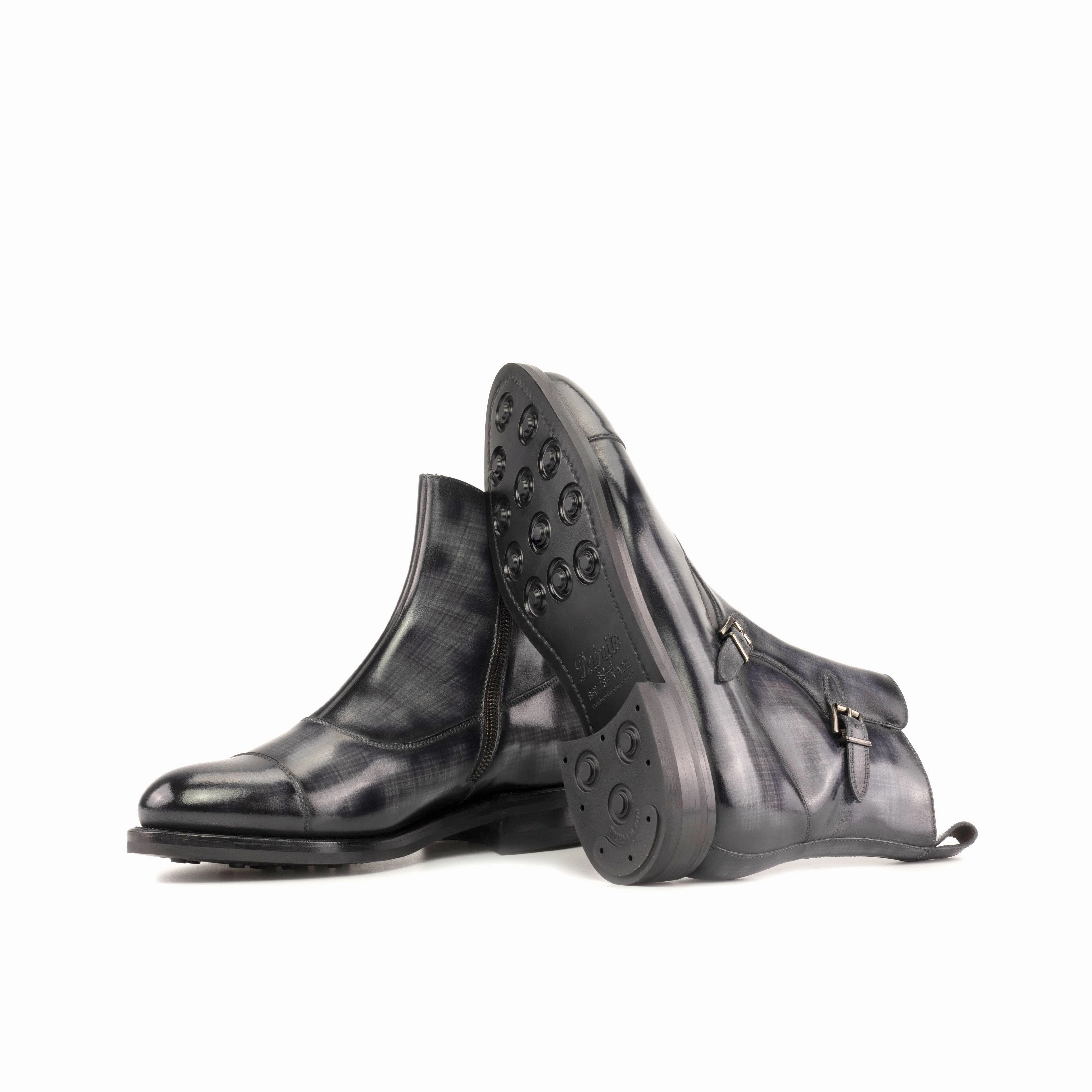 Grey Patina Double Monk Boots portable High Lift