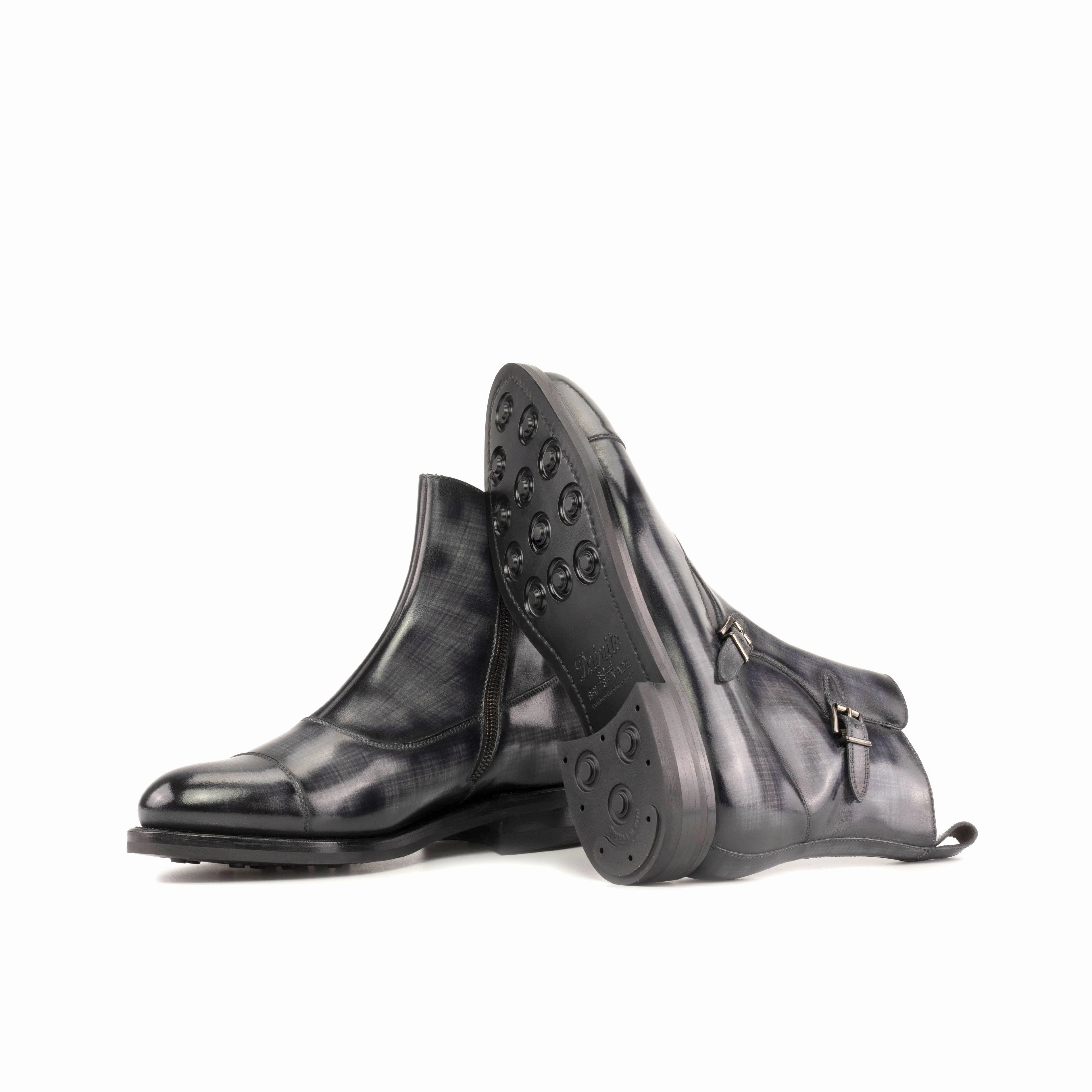 Reliable Footwear Grey Patina Double Monk Boots