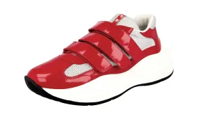 anti slip grip Elastic Bands Prada Women's Red Leather Americas Cup Chunky Sneaker 3E6441
