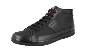 Prada Men's Black Leather High-Top Sneaker 4T2878 Flexible Lining