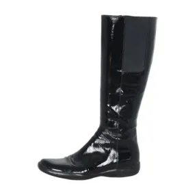 Prada Sport Patent Leather Mid-Calf Boots Winter Chill All Day Travel Light