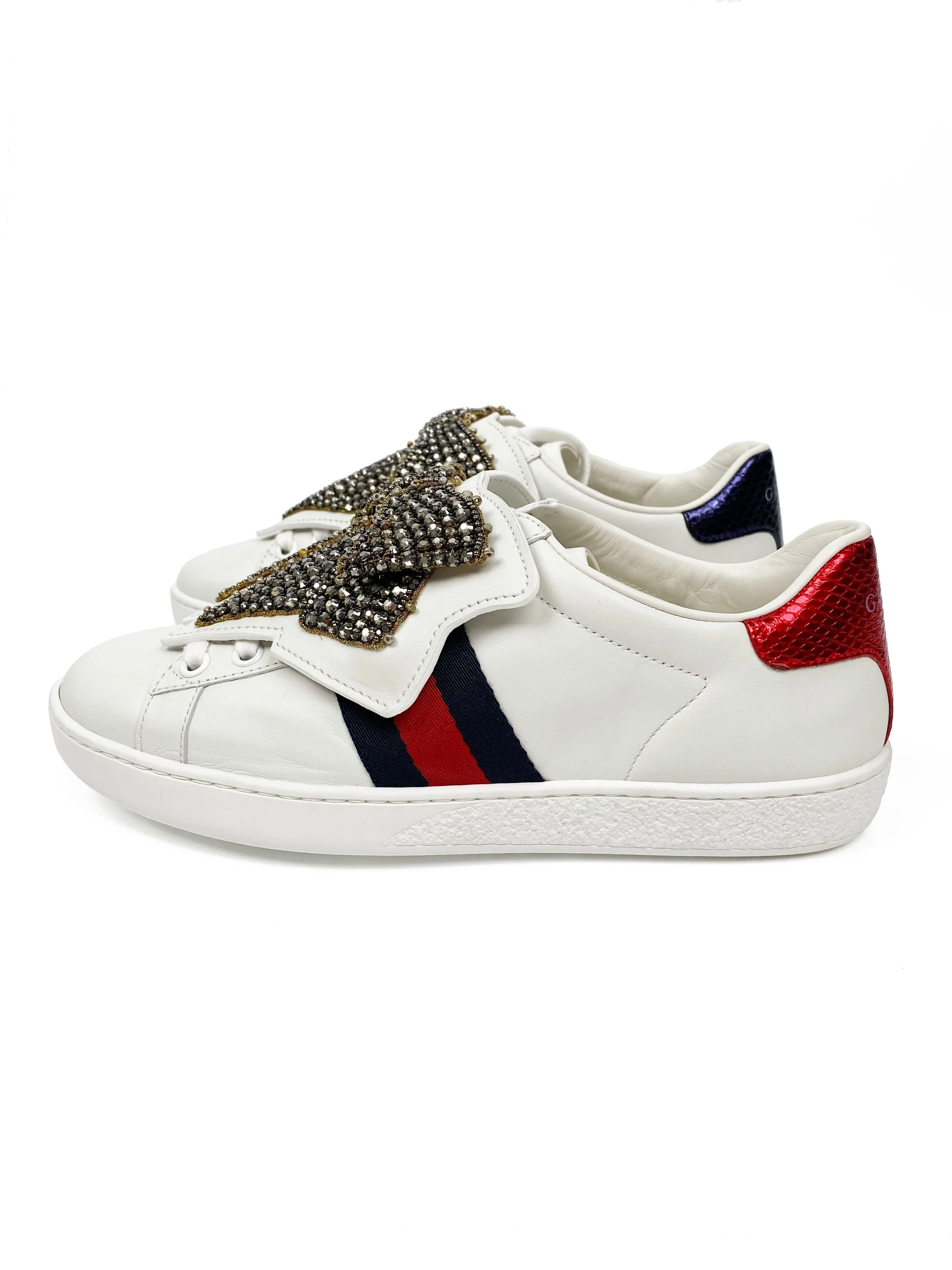 workout shoes Gucci Ace Bow Lace Patch Sneakers 35.5