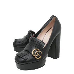 Breath Zones Animal Touch Gucci Black GG Marmont Fringe Platform Pump 38