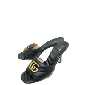 Gucci Black GG Marmont Slide Mules Sandal 36 Joy Step