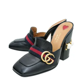 Gucci Black GG Web Peyton Mules 37.5 Fit Freedom
