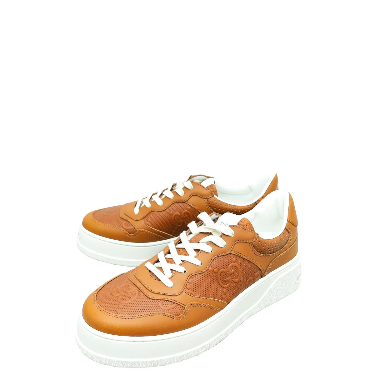 Timeless Fit Flat Grip Gucci Brown Jumbo GG Embossed Sneakers 8