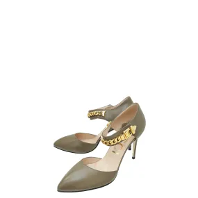 Gucci Brown Sylvie Chain Pump 40 Smooth Soles