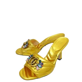 Gucci Gold GG Crystal Marmont Slide Mules Sandal 36 espadrilles Calm Mood