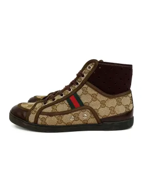Gucci Monogram Cannes High-Top Sneakers 38 Practical Walk