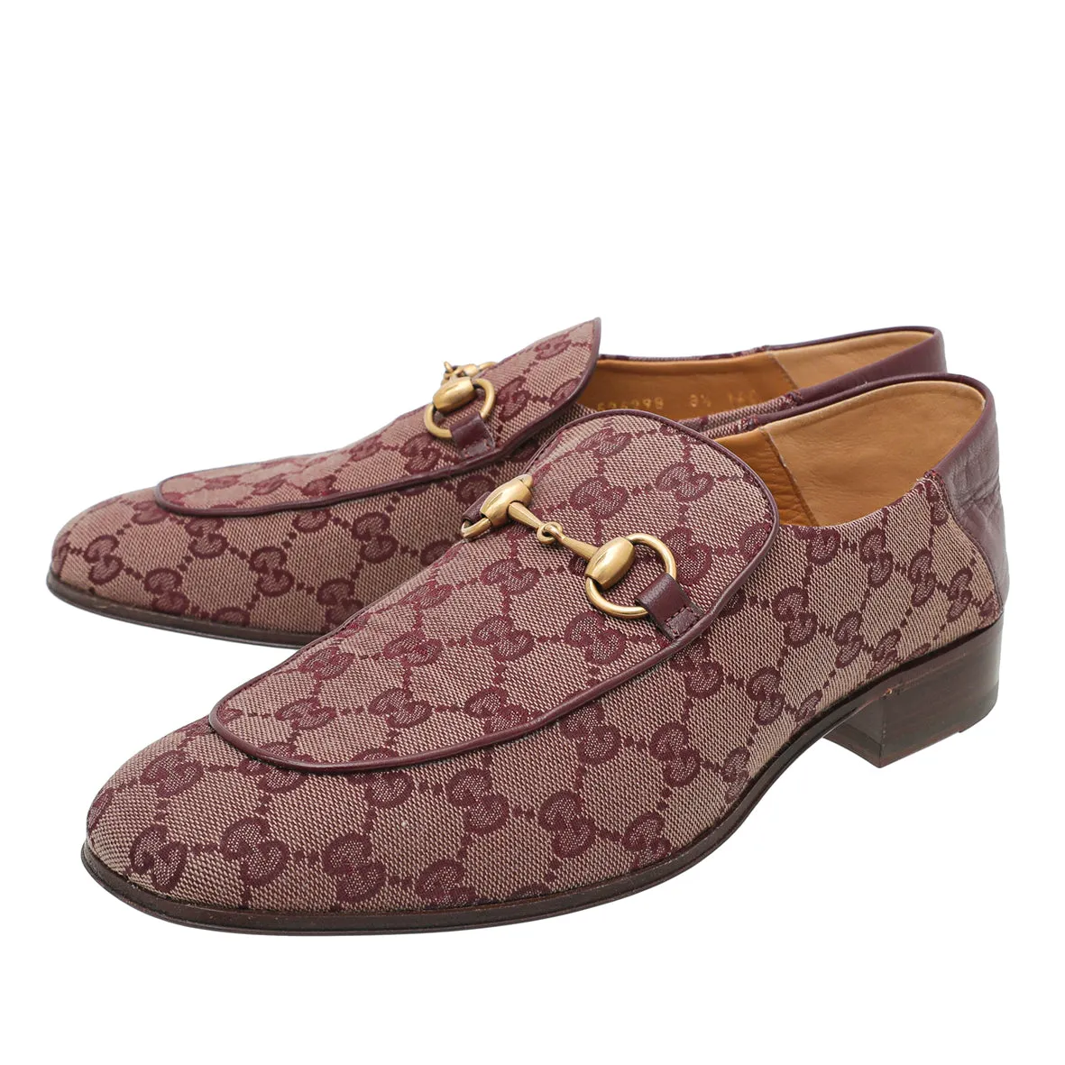 Gucci Rubino Bordeaux GG Monogram Granada Kid Horsebit Loafers 8.5 Gym ready Fast Errand