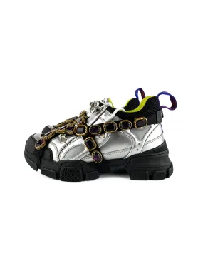 Gucci Silver Flashtrek Sneakers with Removable Crystals 36.5 Grab Quick