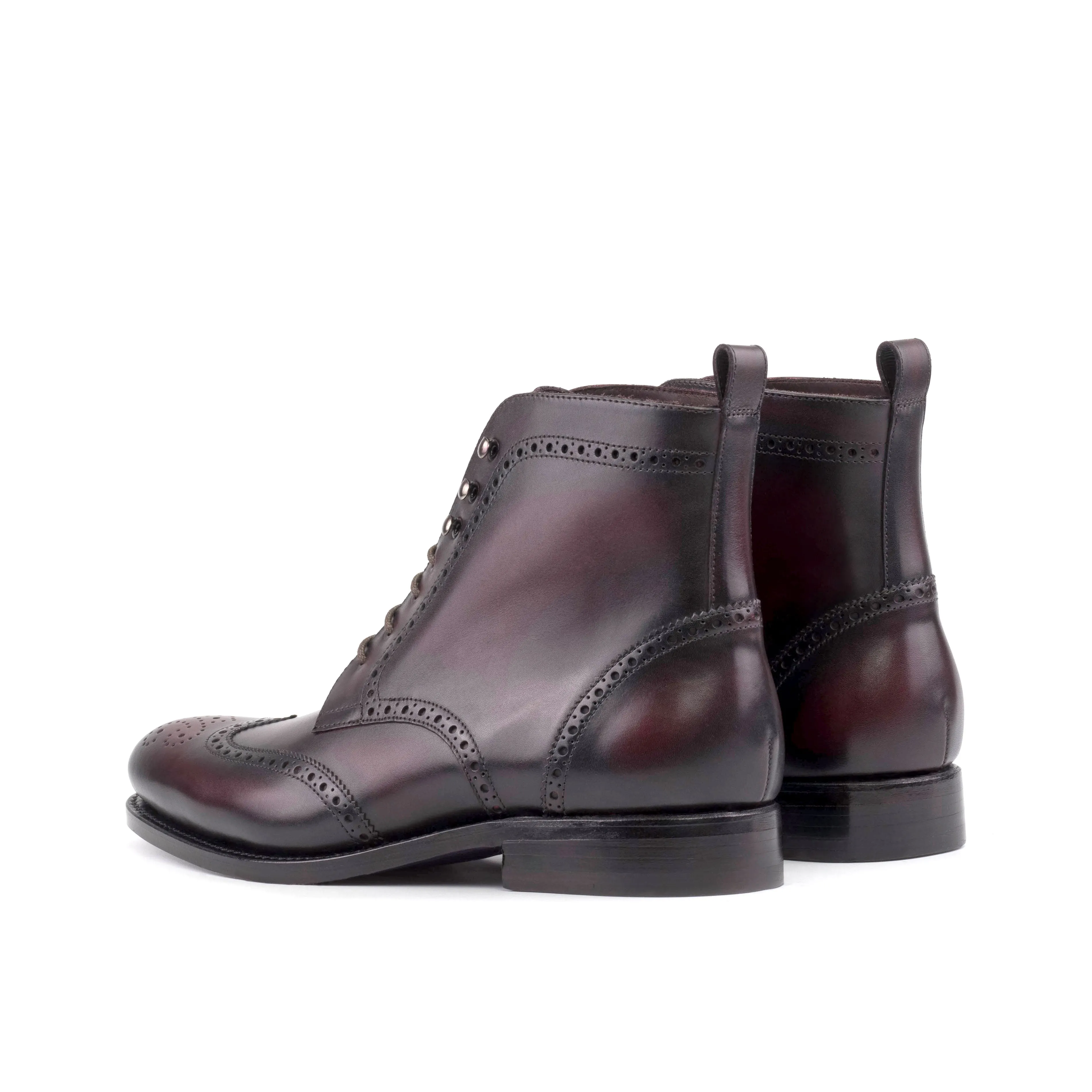 Burgundy Box Calf Leather Brogue Boot Gloss Leather Dance Fit