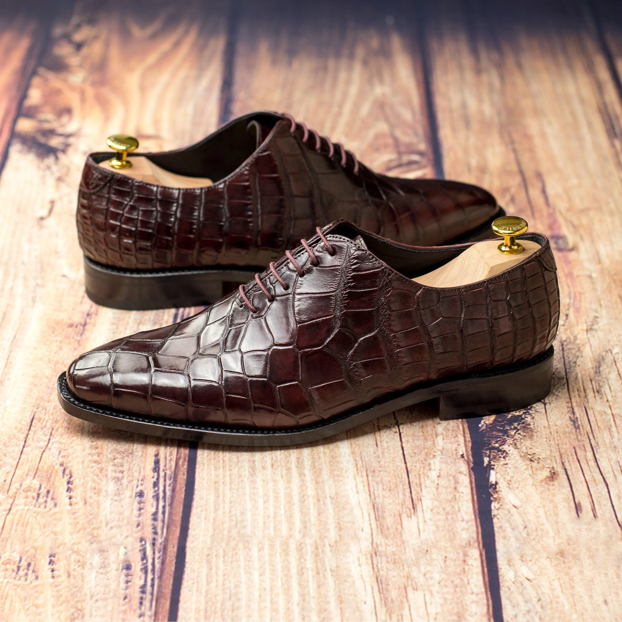 Hidden Lift Metro Step Burgundy Alligator Wholecut Shoes