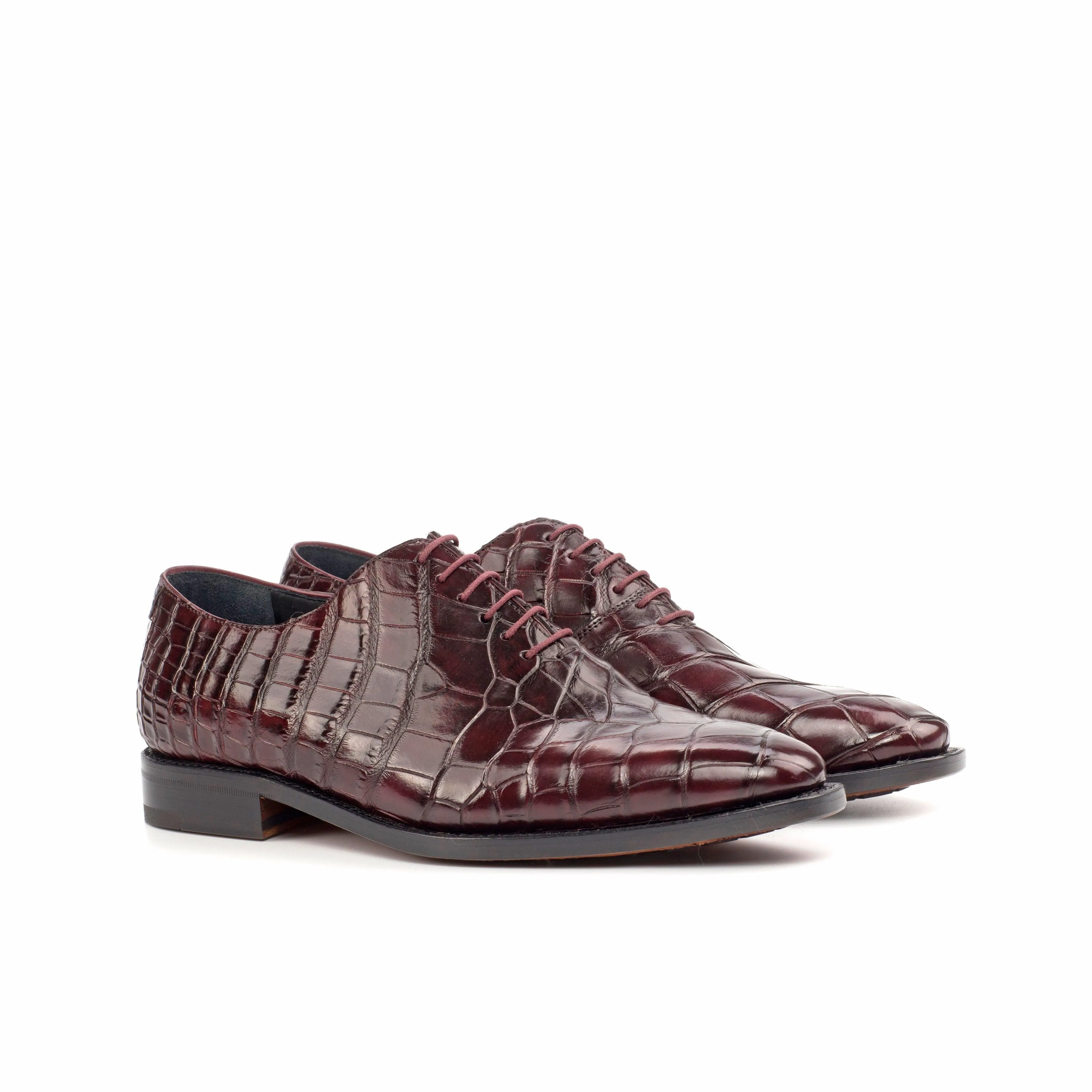 Burgundy Alligator Wholecut Shoes Comfortable Wear