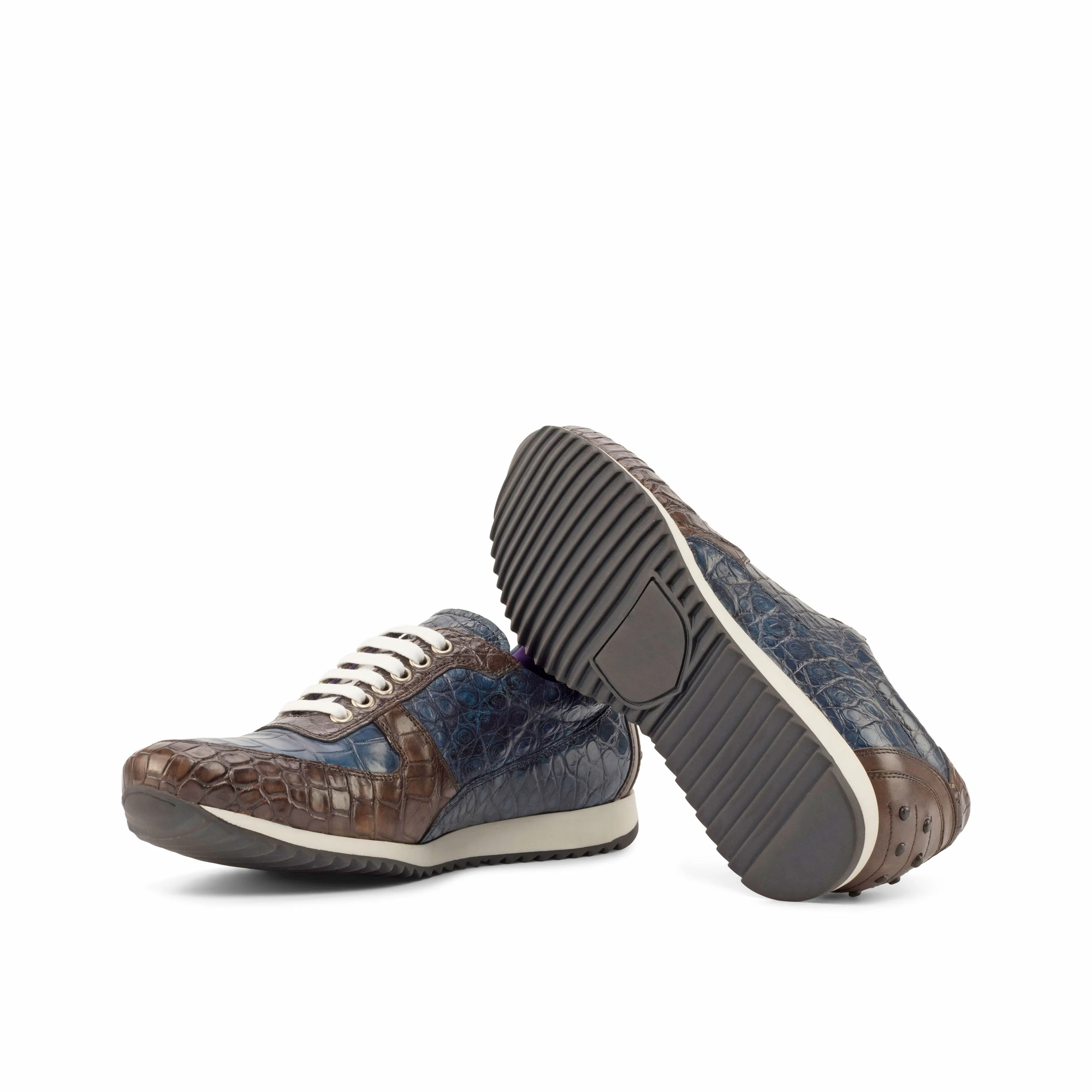 Prime Pace Endless Fit Brown & Navy Alligator Trainer Sneakers