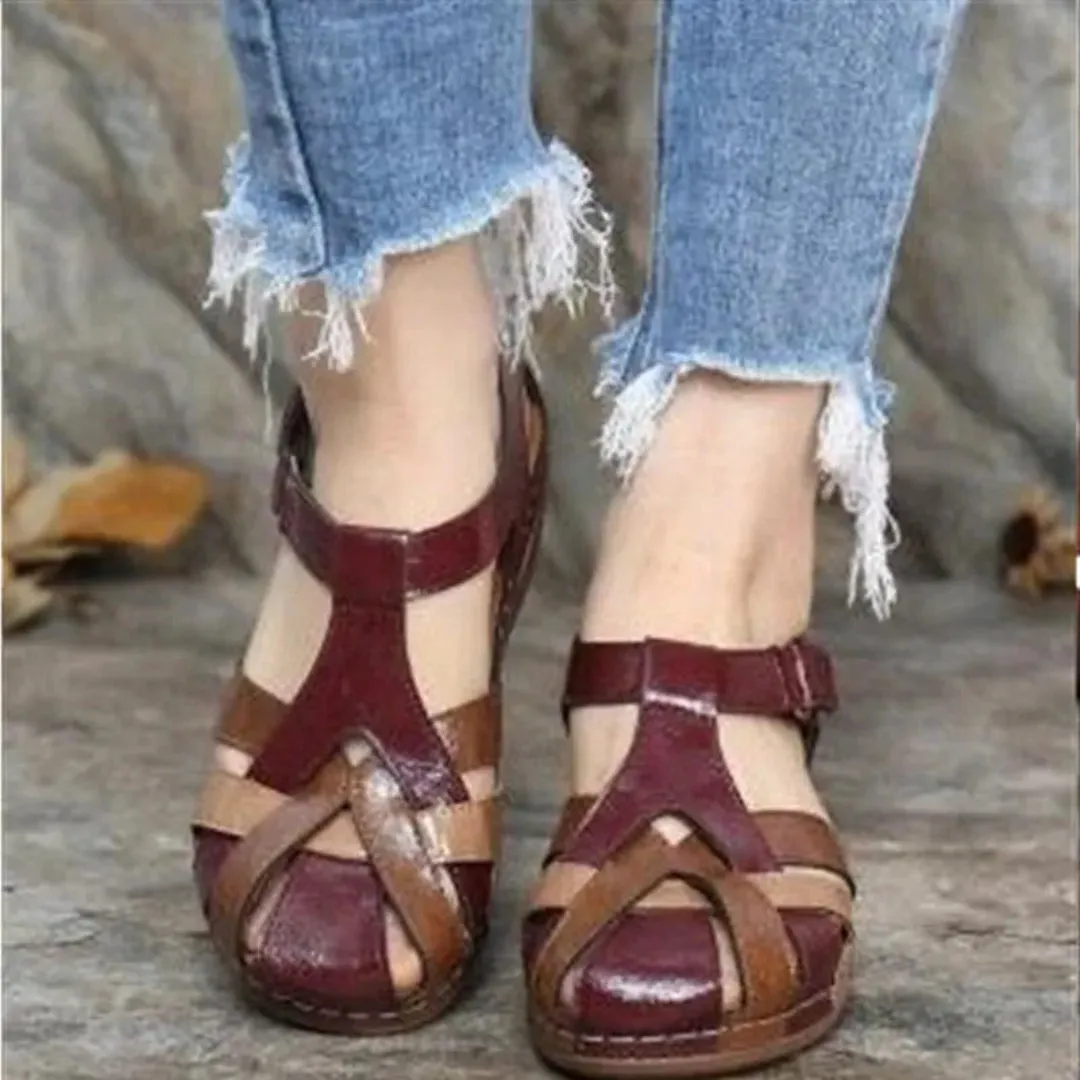 Flat Harriet Closed-Toe Leather Sandals