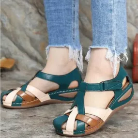 Harriet Closed-Toe Leather Sandals Open Back Chic Casual Footwear