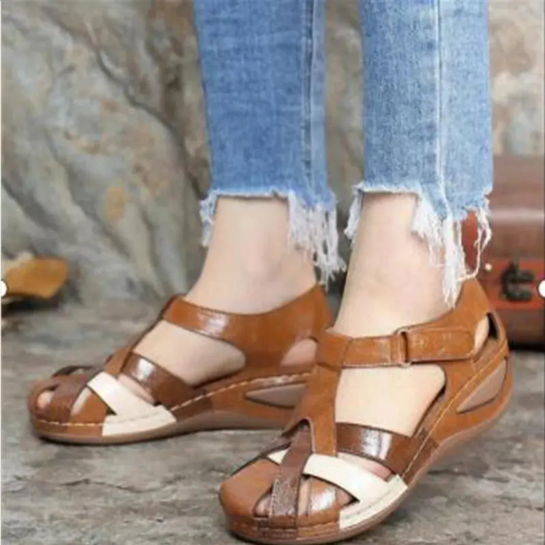 Harriet Closed-Toe Leather Sandals Trendy Vibe