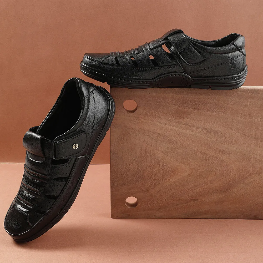 Quick Dry Shoes Winter Warm Healers Black Casual Sandal For Men ERL-19 By Liberty