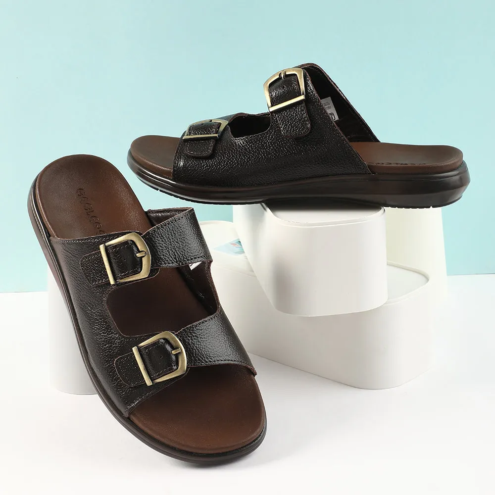 Healers Brown Casual Sandal For Men MDL-11E By Liberty Snake Skin