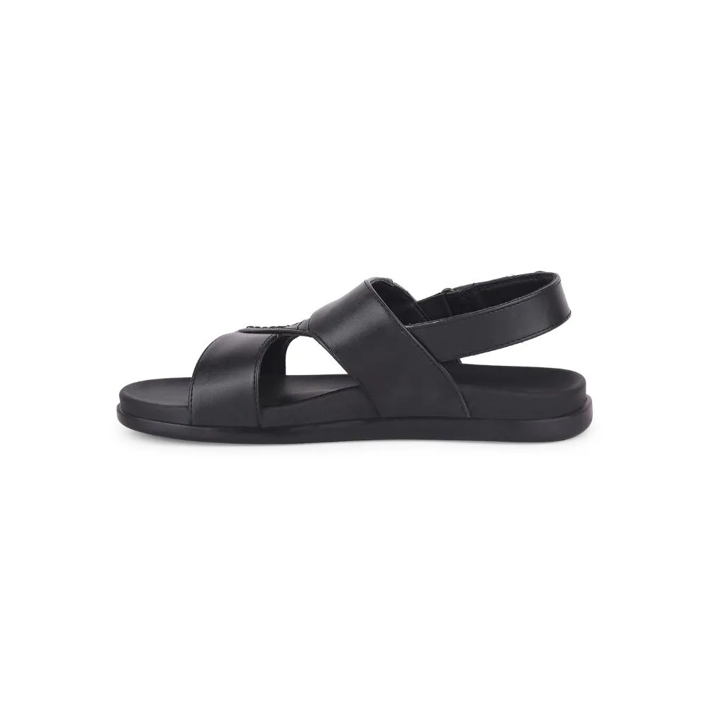 Machine made Wraparound Strap Healers Casual Black Sandal For Men DANVER-E By Liberty