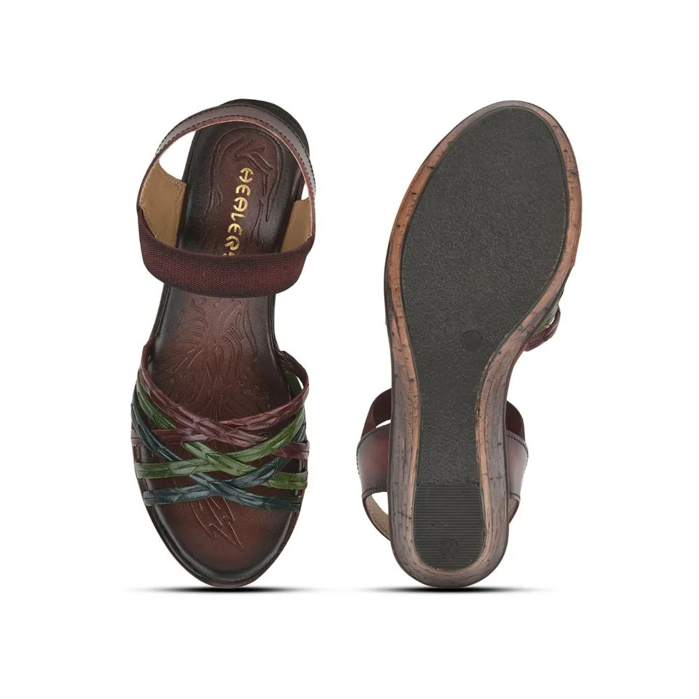 Healers Casual Sandal For Ladies (Cherry) TLO-15 By Liberty Stretchable Material Zebra Stripe