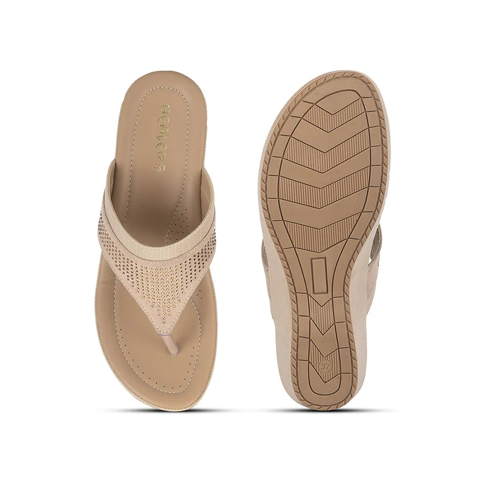 Summer Flat Shoes Healers Fashion Thong For Ladies (Beige) MDL-75 By Liberty