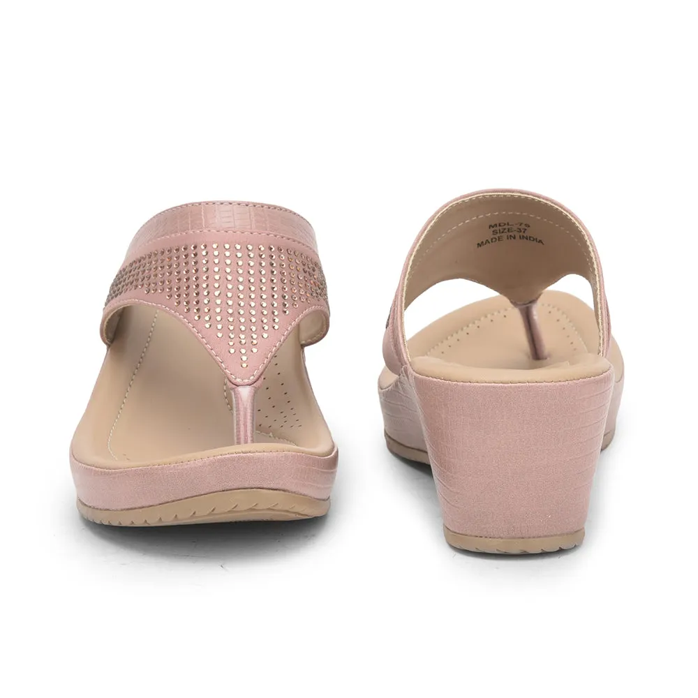 Healers Fashion Thong For Ladies (Pink) MDL-75 By Liberty Sunny Walk Sleek Casual Shoes