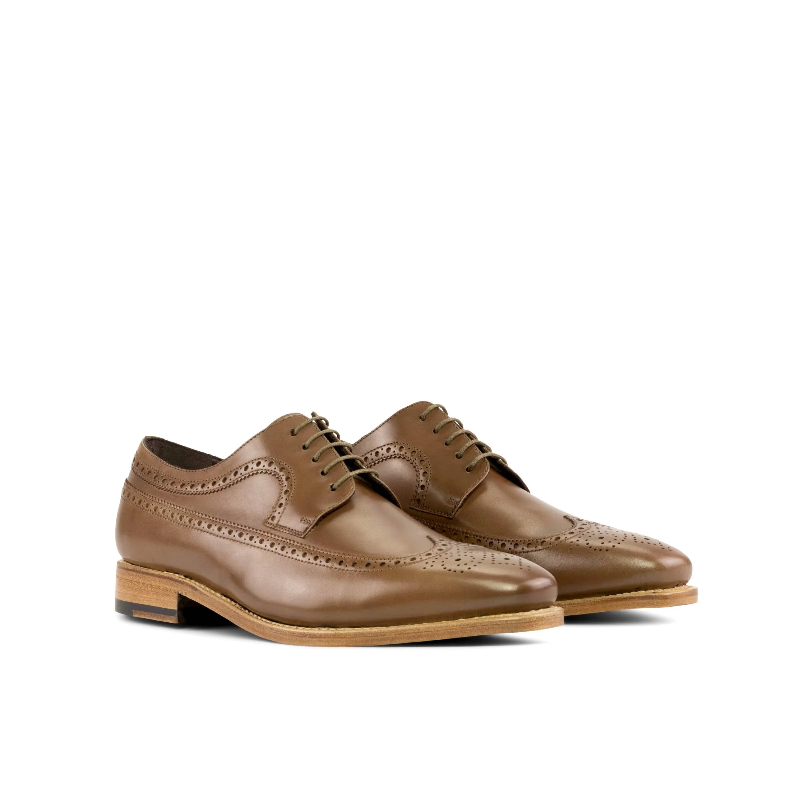 Light Brown Longwing Blucher Shoes Durable Sole Classic Leather