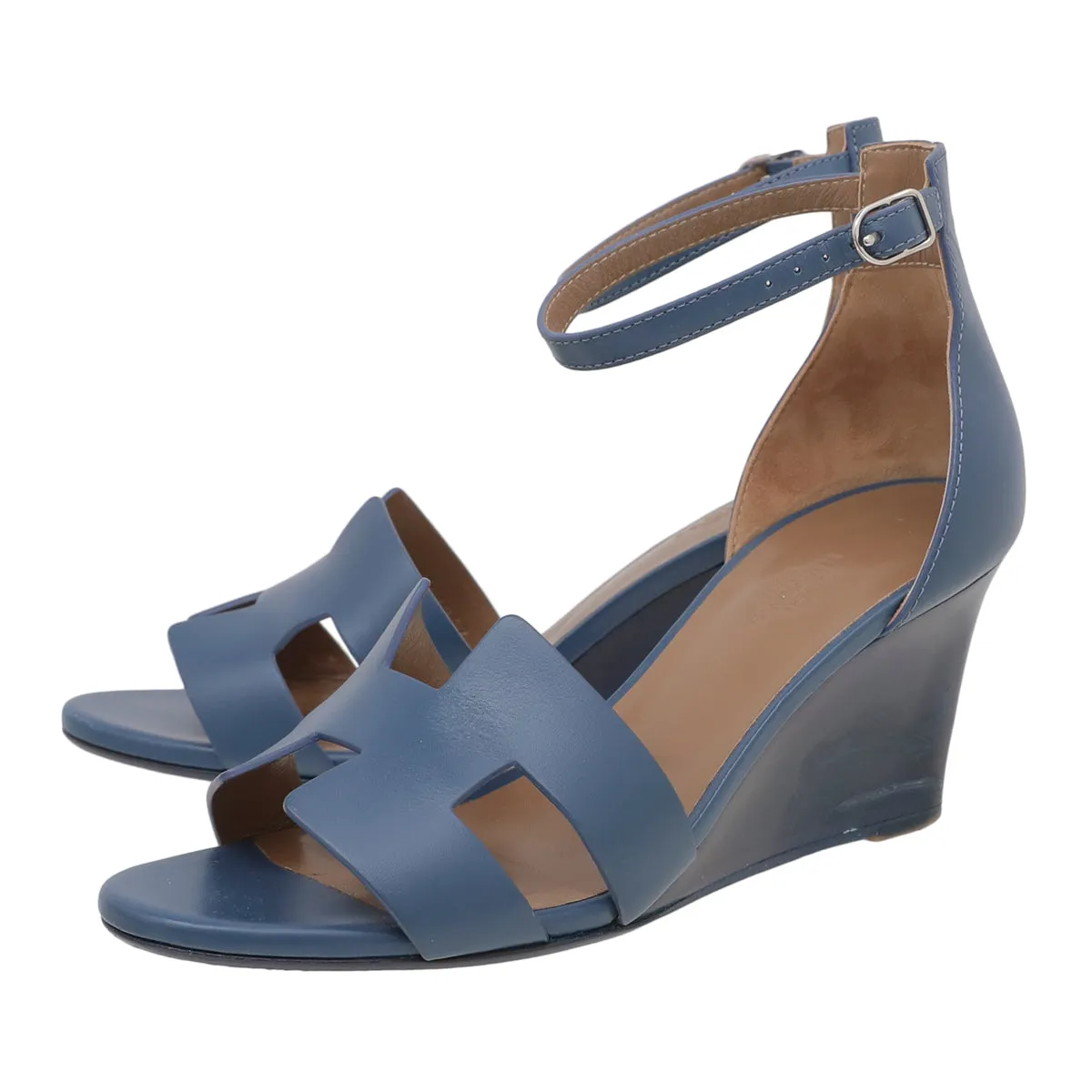 Durable outsole Arch support Hermes Blue H Legend Wedge Sandal 38