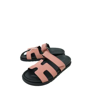 Hermes Bois De Rose Satin Chypre Sandals 36.5 Trail Ease