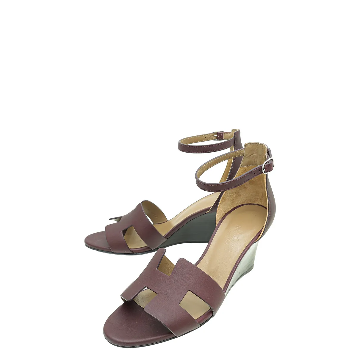 White Clean Casual Move Hermes Bordeaux Legend Sandal 37.5