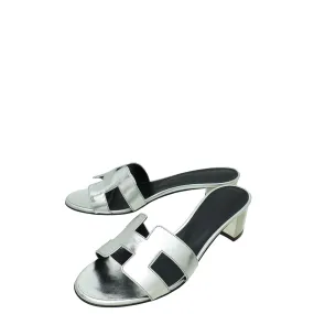 Wet Land Canvas Cool Hermes Gris Argent?? Oasis Sandal 37