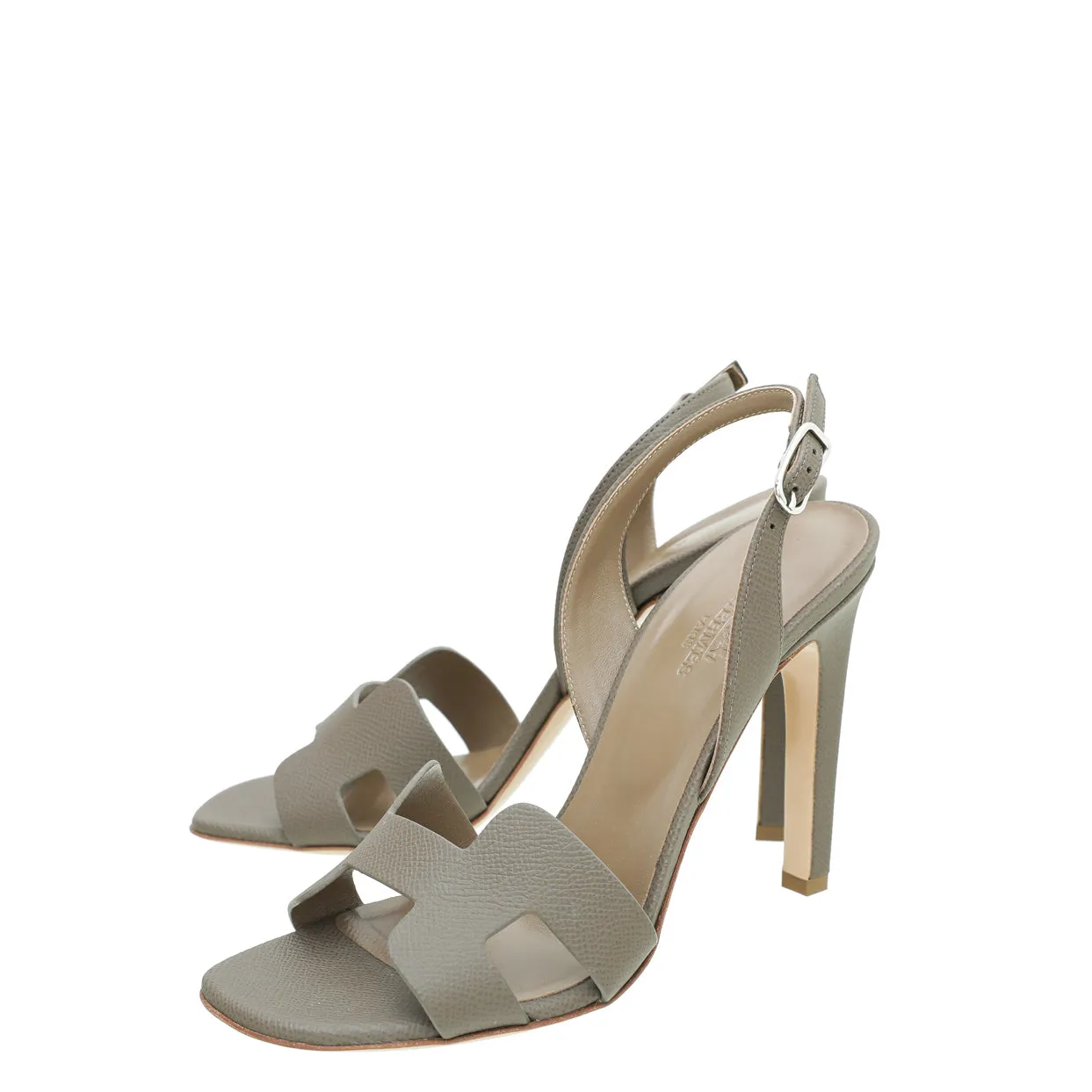 Hermes Gris Etain Premiere 105 Sandals 38 zipper orthopedic