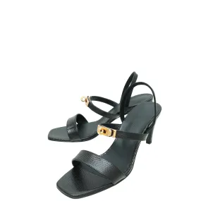 Hermes Noir Lizard Glamour 75 Sandal 39 Waterproof Daily Walk Grip Strong