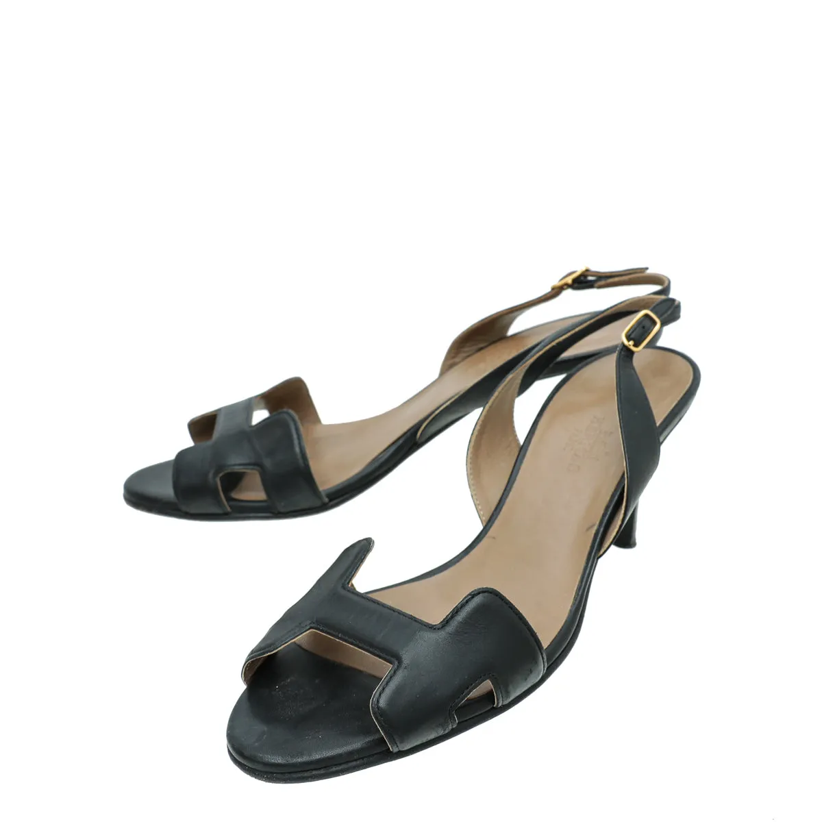 Hermes Noir Premiere 70 Sandals 37 material Leg Long