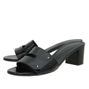 Hermes Noir Very Sandals 38 Strong Stitching
