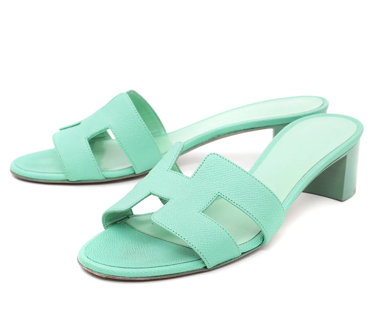 Hermes Vert Criquet Oasis Sandals 38.5 Sun Guard Bounce Edge
