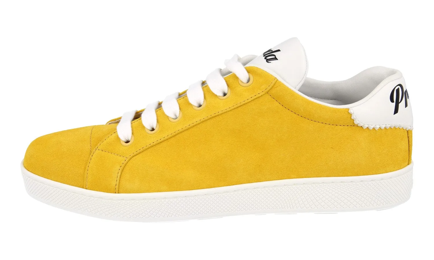 Comfortable Design Knit texture Prada Women's Yellow Leather Sneaker 1E565L
