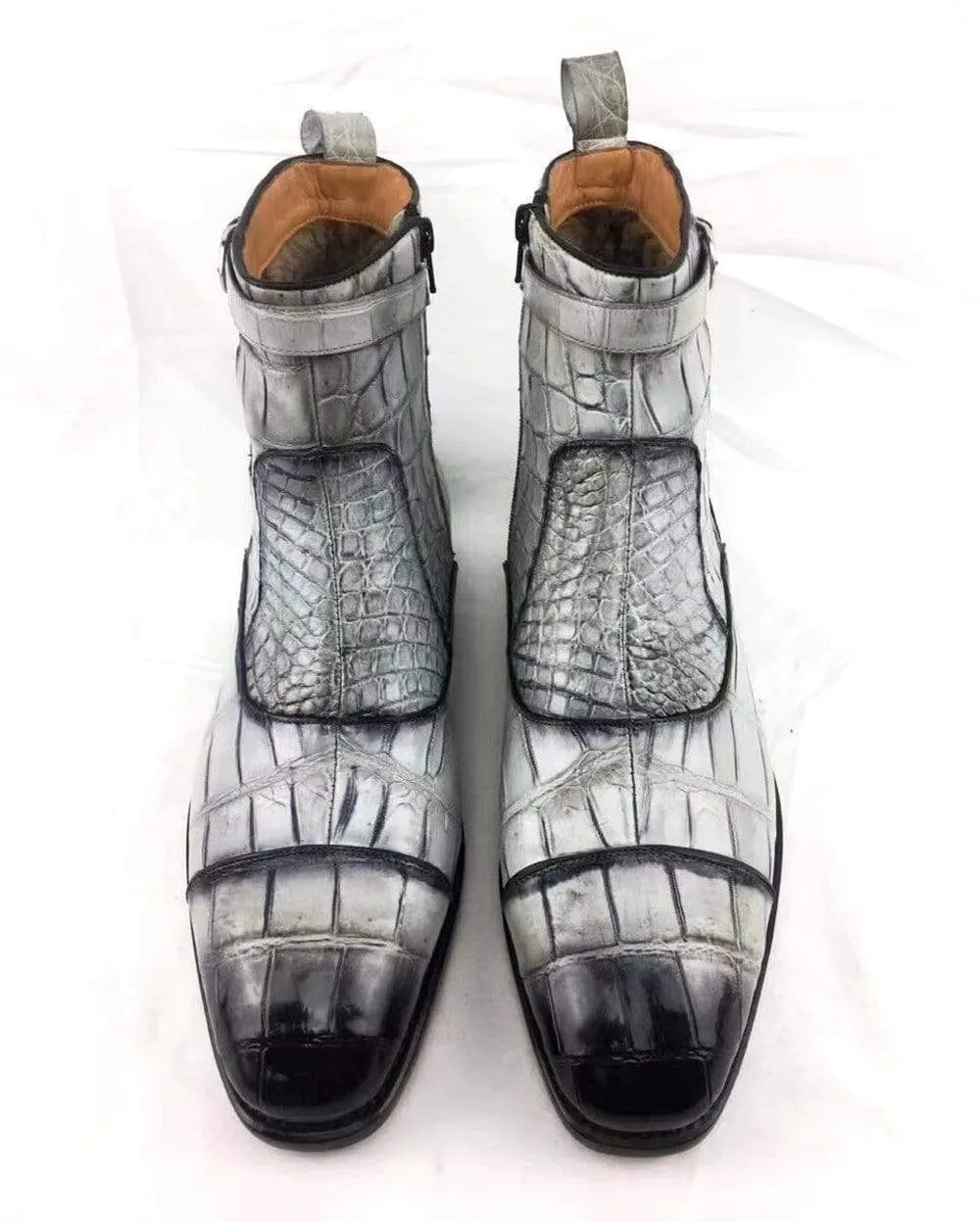 Crocodile Shoes Vintage Crocodile Belly Leather Short Booties Ankle Boots Winter Men's Martin Boots Shoes Effortless Comfort Easy Style Footwear