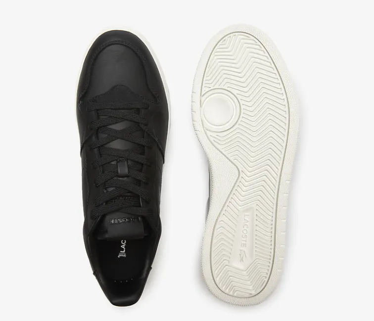 Men's Lacoste Court-Lisse 222 1 (Black/Off White) running in a lagoon area shoes