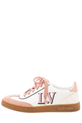 Louis Vuitton Frontrow White & Pink Calfskin Leather Sneakers SZ 38 Beauty Walk shape fit