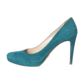 Prada Suede Platform Pumps Low Profile Bold Neon