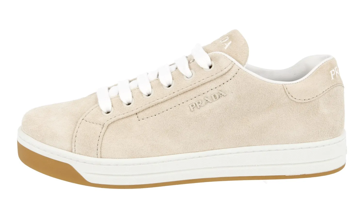 Stable Control Prada Women's Beige Leather Sneaker 1E535L