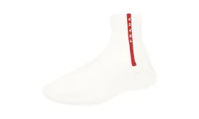 Arch Support Design Sport Vibe Prada Men's White Sock High-Top Sneaker 4T3351