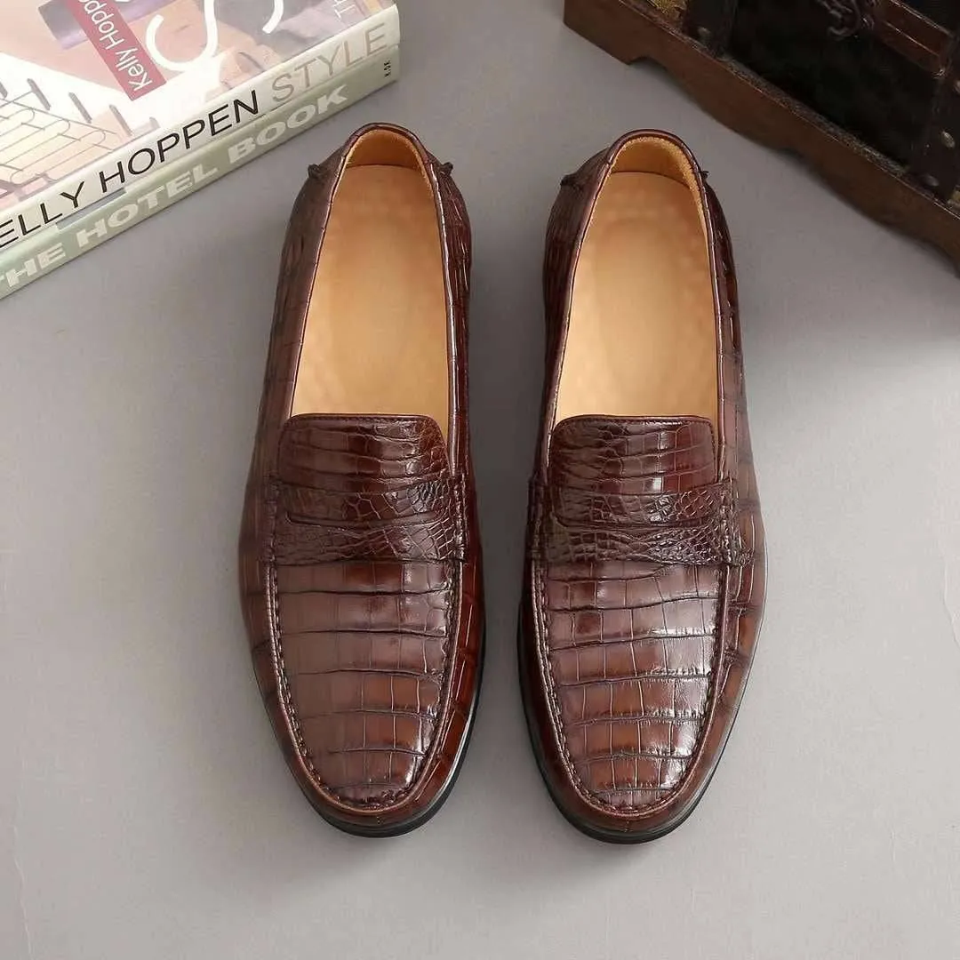 Crocodile Shoes Men's  Crocodile Leather Slip-On Loafers Life Glow