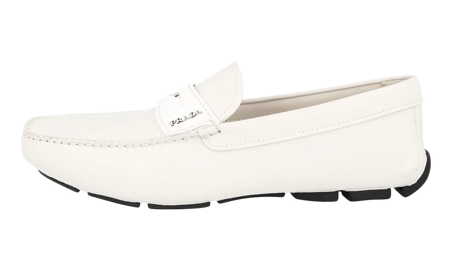 Stylish Fit Step Neat Prada Men's White Saffiano Leather Penny Loafer Loafers 2DD151