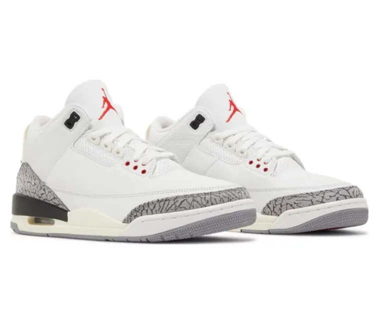 running endurance training recreational running shoes Men's Nike Air Jordan 3 Retro (White Cement Reimagined)