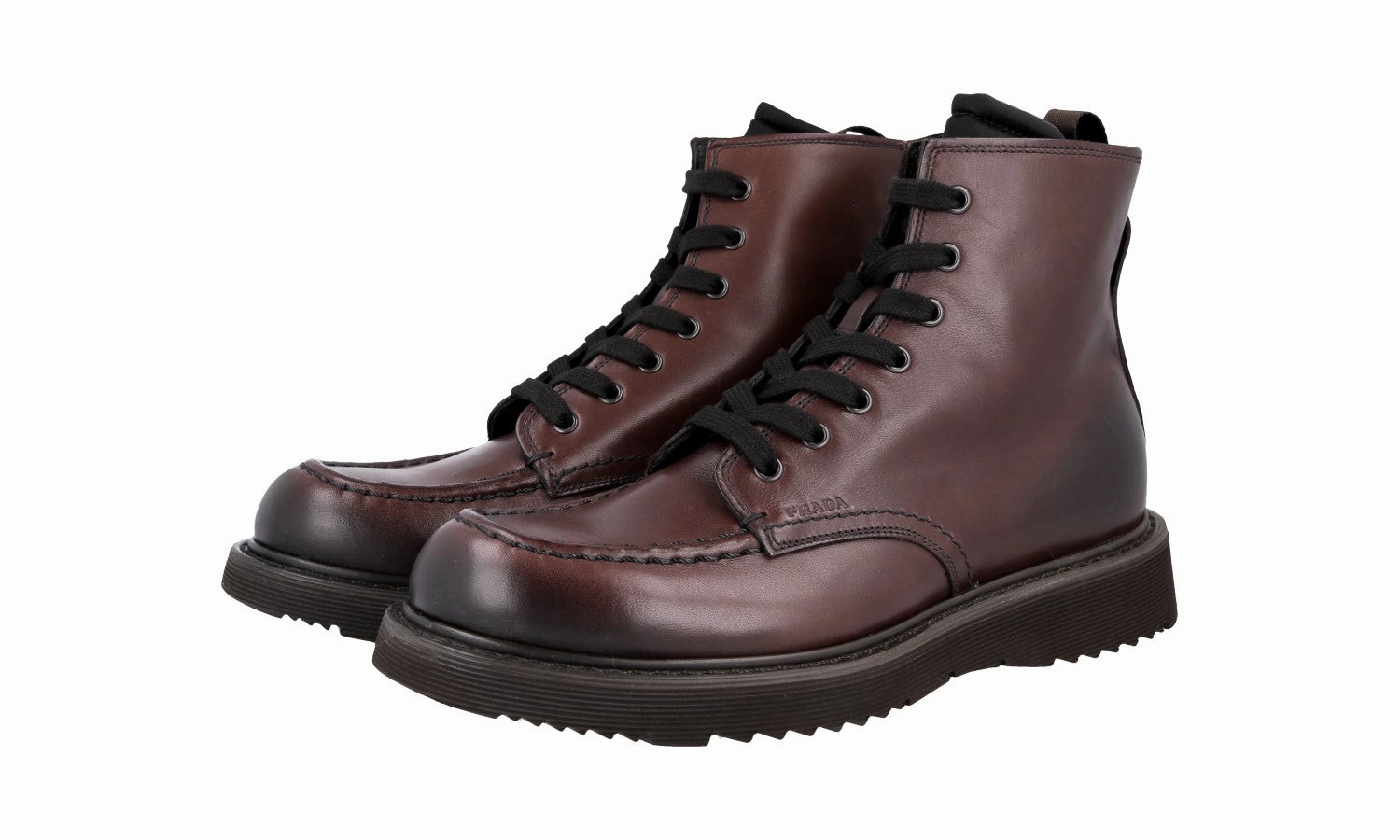 Prada Men's Brown welt-sewn Leather Half-Boot 2TG003 City Essential Quick Outing