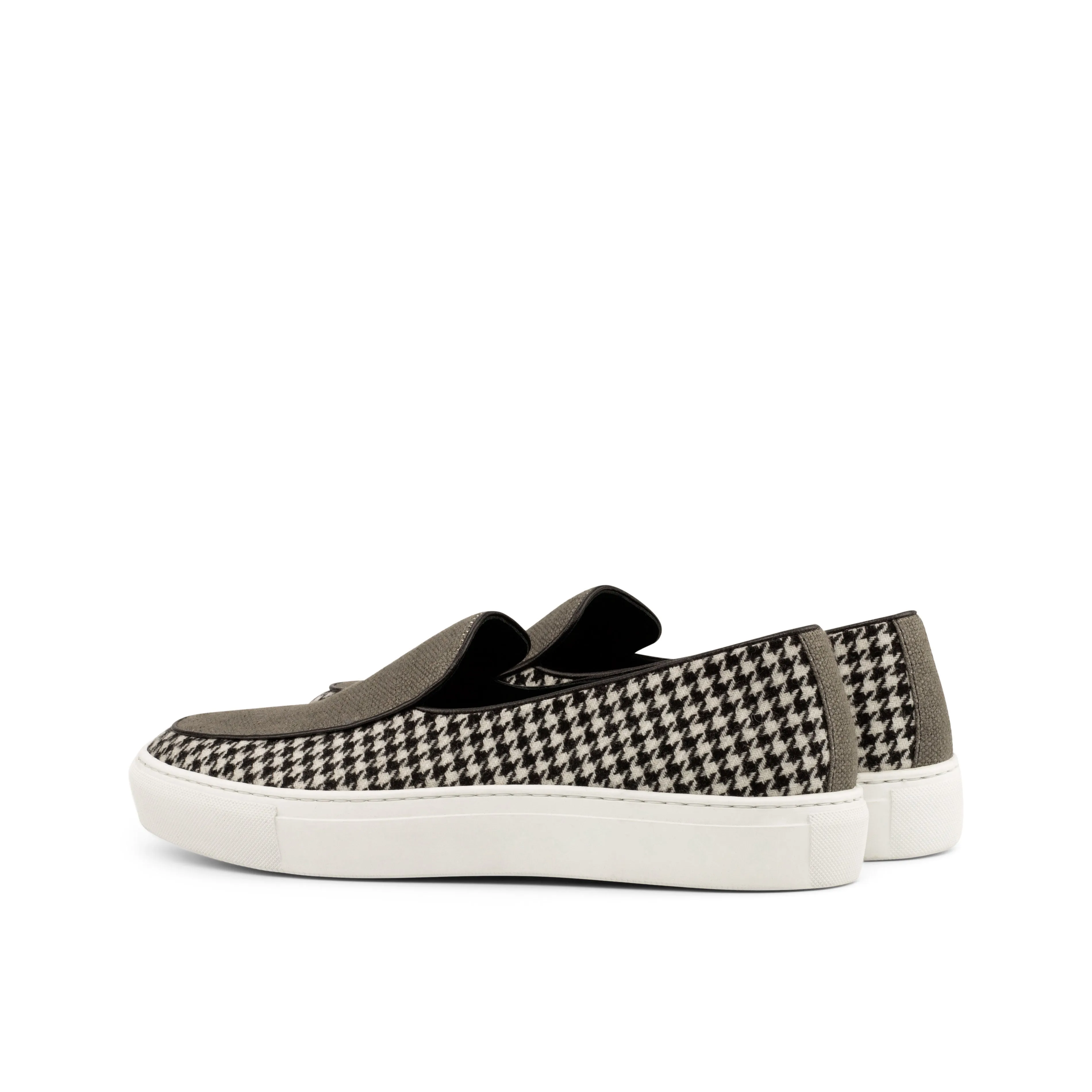 Roll Up Perfect Support Houndstooth & Grey Linen Belgian Sneakers